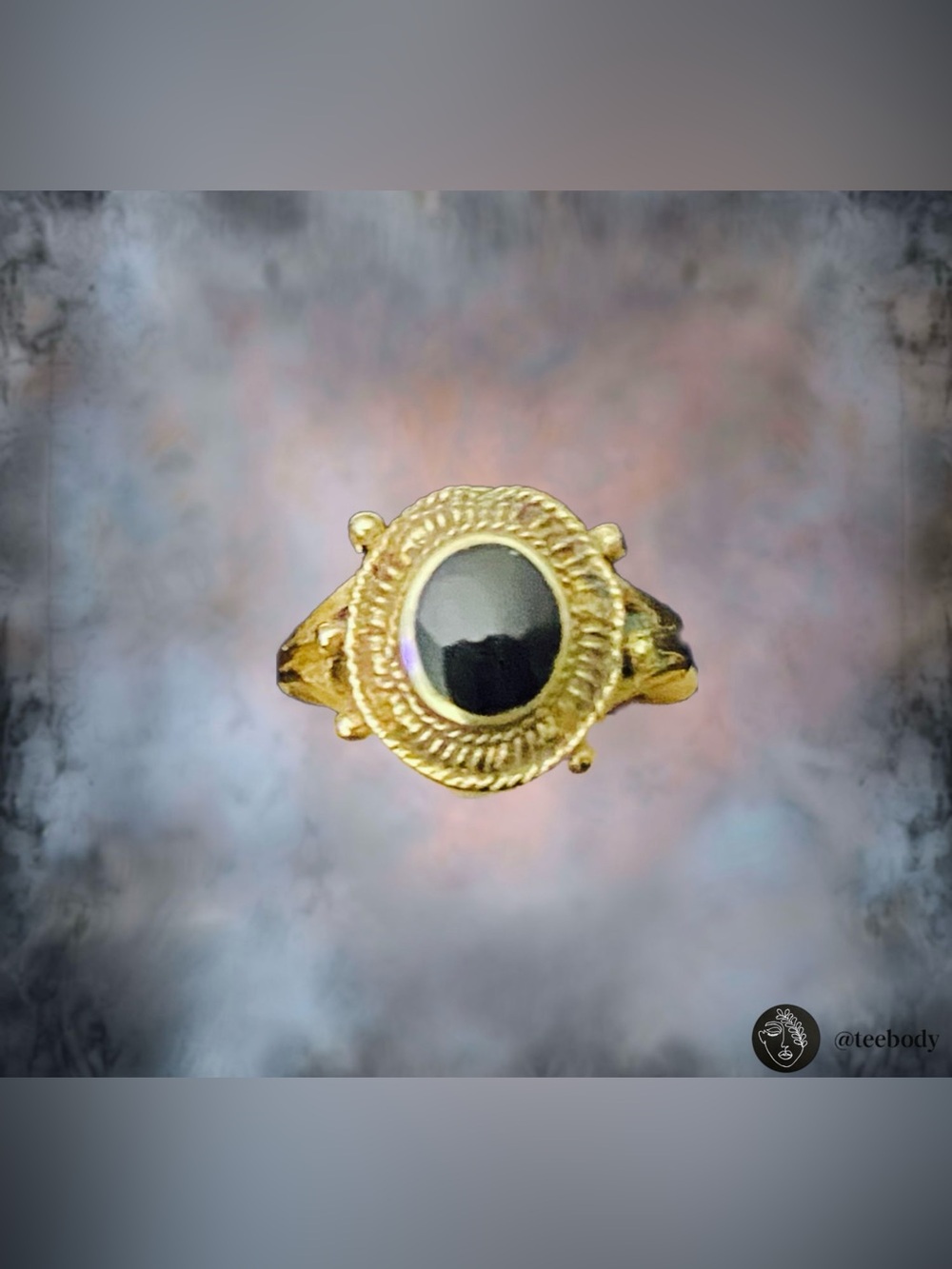 Vintage Black Onyx Copper Ring Boho Statement Band NWT Sizes:6,7,8